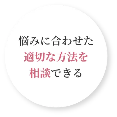 悩みに合わせた適切な方法を相談できる